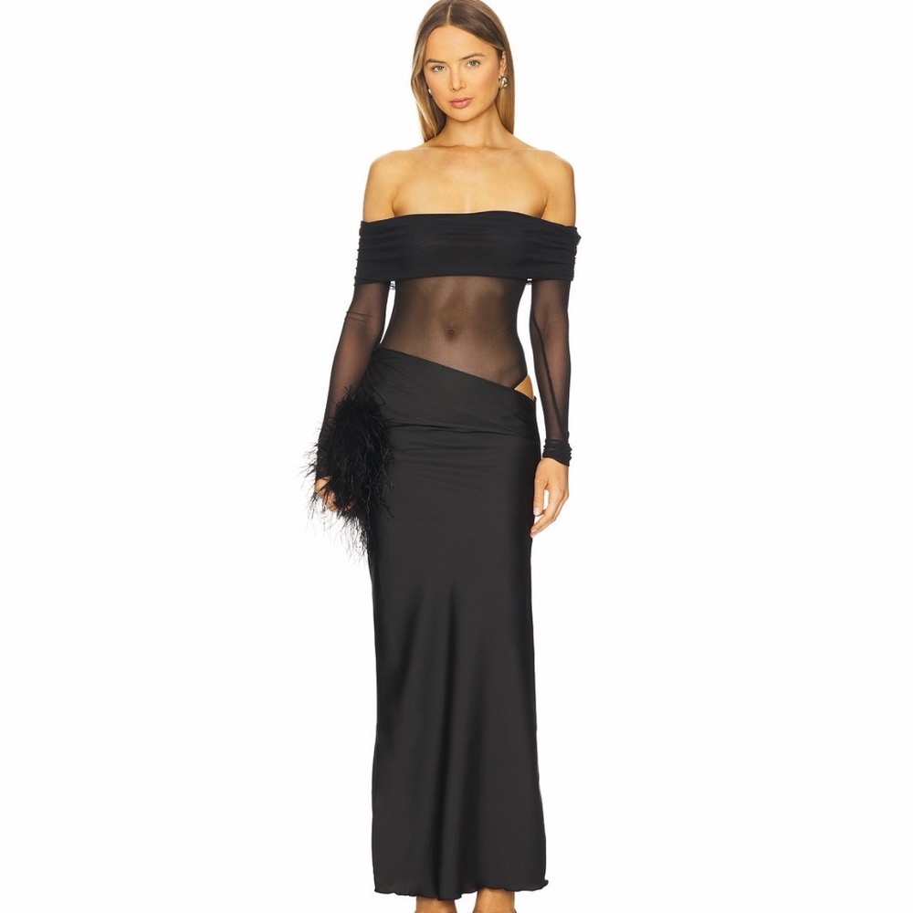 Superdown Mya Elegant Black Off-Shoulder Dress
